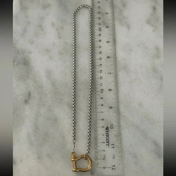 COPY - COPY - Gold Chain Two Tone Silver Horse Bit Chunky Necklace - Picture 4 of 4